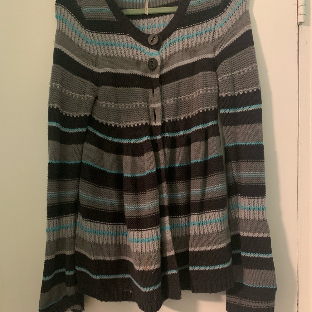 Free People Long Sleeve Striped Cardigan Sweater